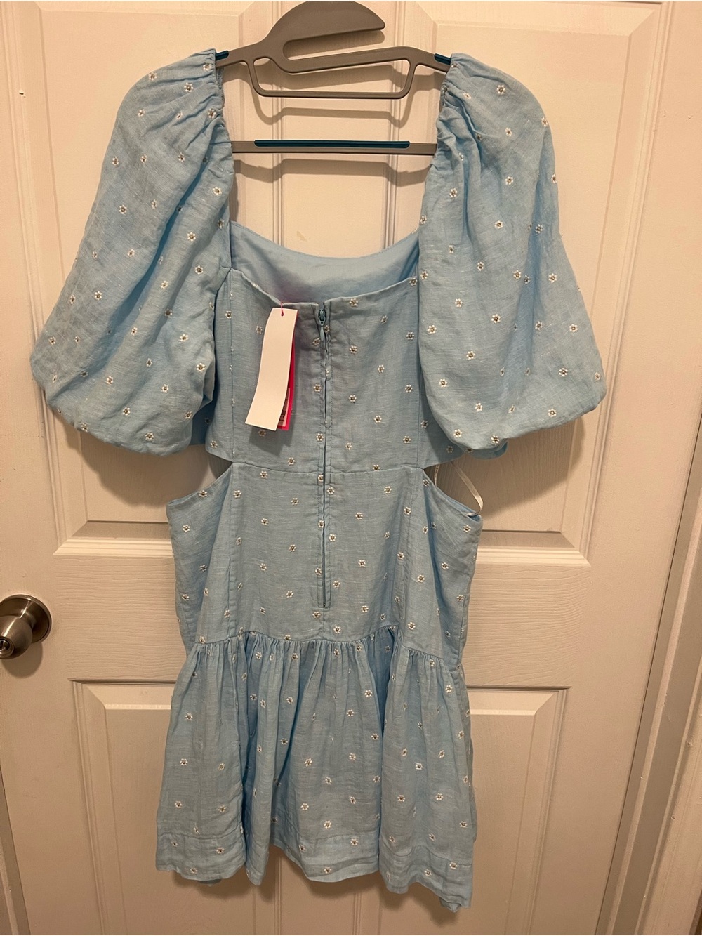 NWT Lilly Pulitzer Kylanne Elbow Sleeve Embr Linen Dress Hydra Blue Size 10 - Picture 9 of 16